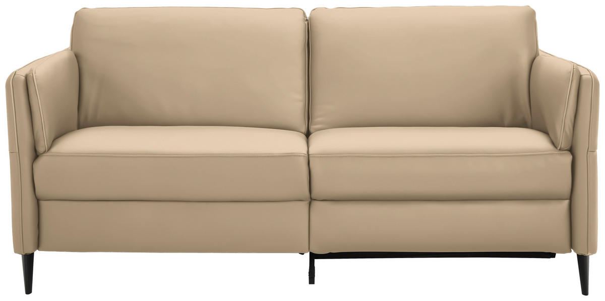 3-SITZER-SOFA in Echtleder Beige  - Beige/Schwarz, Design, Leder/Metall (190/84/99cm) - Dieter Knoll
