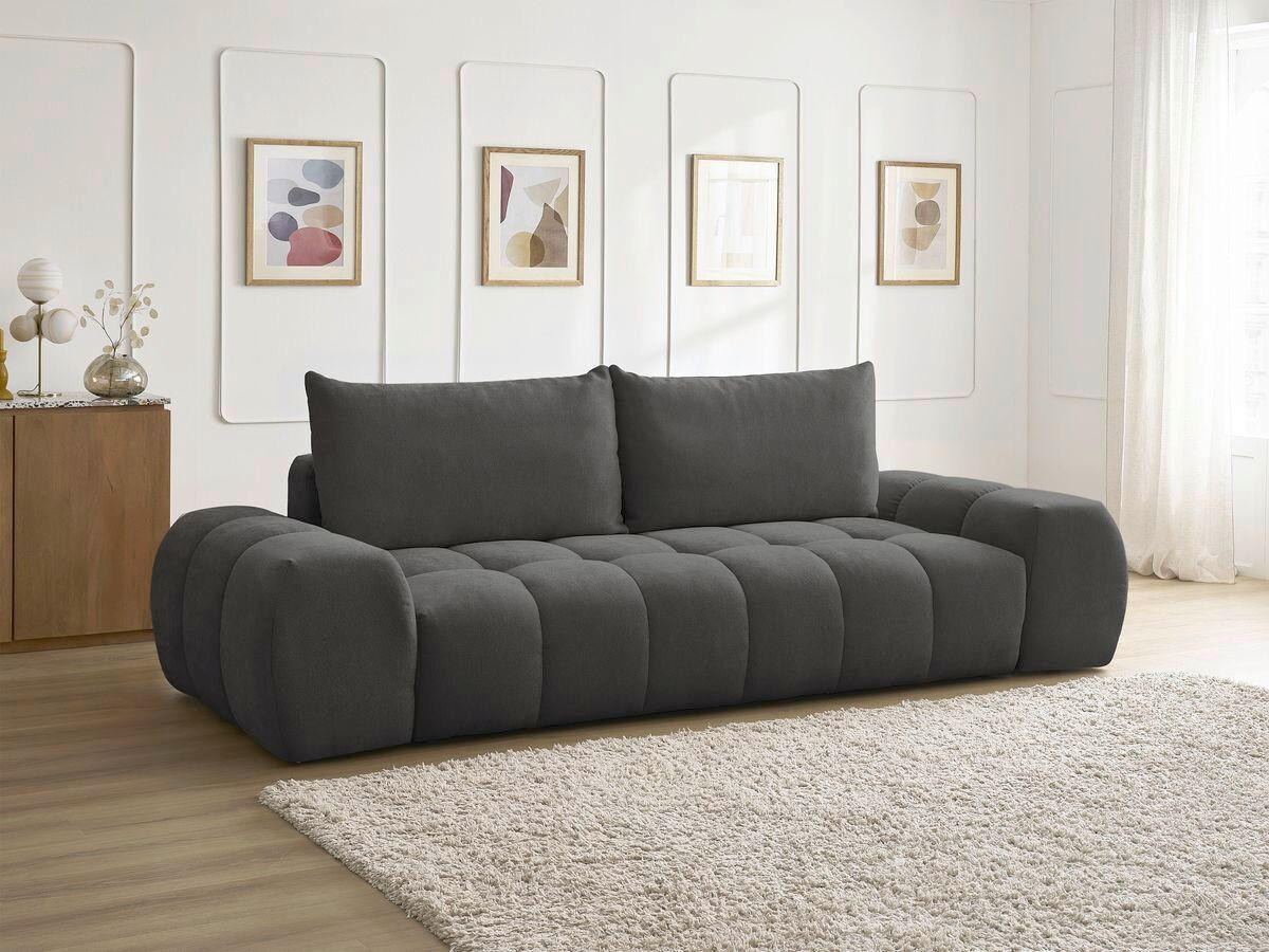 SCHLAFSOFA EVEREST  mit Rücken echt, Armteil links, Armteil rechts Struktur Schwarz  - Schwarz, MODERN, Kunststoff/Textil (278/90/115cm)