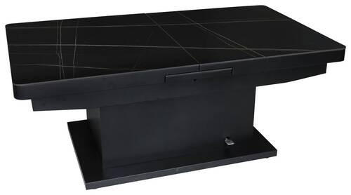 COUCHTISCH in Metall, Keramik 125-150/49,5-79/70 cm  - Schwarz, Design, Keramik/Metall (125-150/49,5-79/70cm) - Livetastic