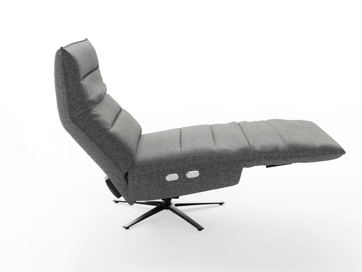 RELAXSESSEL EVE E Chenille Kopfteilverstellung, Rücken echt    - Anthrazit/Schwarz, Basics, Textil/Metall (80/109/98cm) - Sit & More