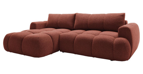 ECKSOFA Dunkelorange Struktur Rückenkissen, Bettkasten, Schlaffunktion, Rücken echt, Liegefläche im Originalstoff  - Dunkelorange/Schwarz, KONVENTIONELL, Kunststoff/Textil (172/272cm) - Carryhome
