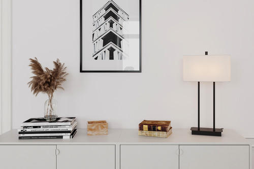 STOLNÍ LAMPA, E14, 12/56/30 cm - bílá/černá, Design, kov/textil (12/56/30cm) - By Rydéns