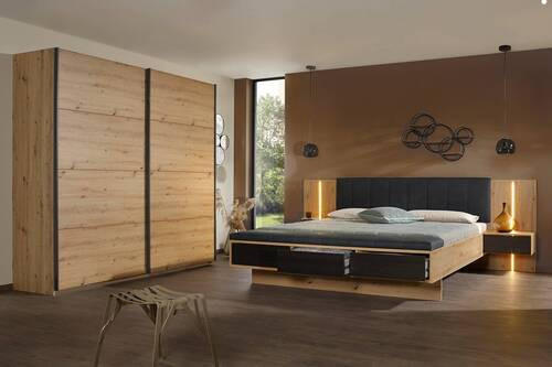 SCHWEBETÜRENSCHRANK in Eiche Artisan - Eiche Artisan/Grau, MODERN, Holzwerkstoff/Metall (226/210/62cm) - Rauch Möbel