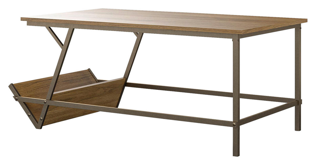 COUCHTISCH NG 105/47/58 cm rechteckig Messingfarben, Walnussfarben  - Messingfarben/Walnussfarben, Design, Holzwerkstoff/Metall (105/47/58cm) - MID.YOU