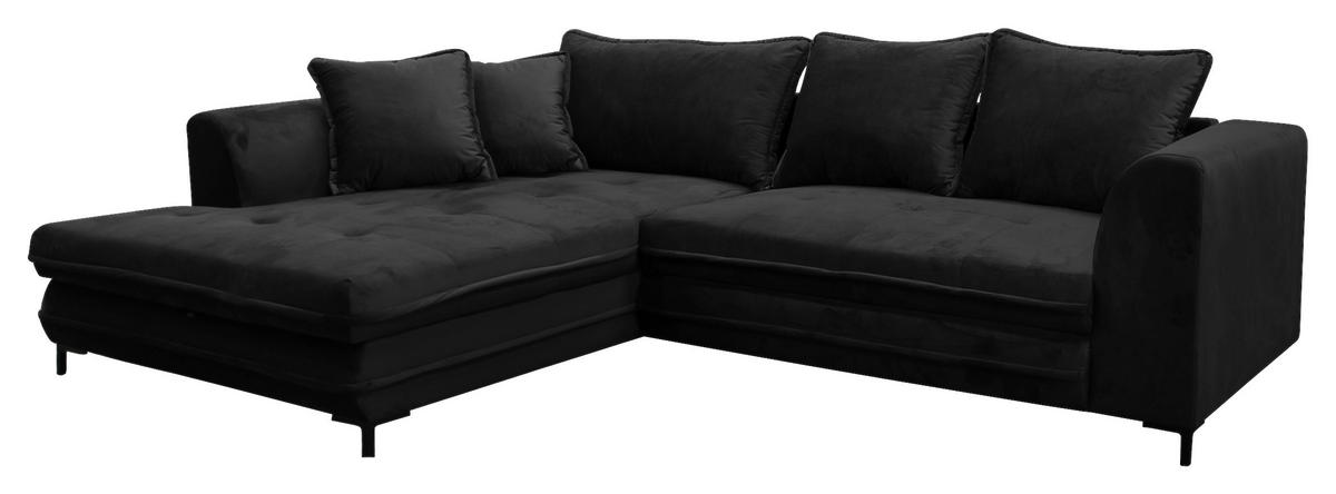 ECKSOFA in Velours Schwarz  187/277 cm  - Beige/Schwarz, Design, Textil/Metall (187/277cm) - Livetastic