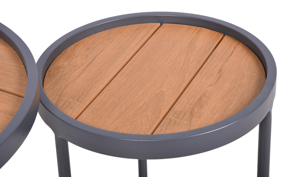 GARTENBEISTELLTISCH  - Anthrazit/Braun, Basics, Kunststoff/Metall (48/45/48cm) - Gardenson