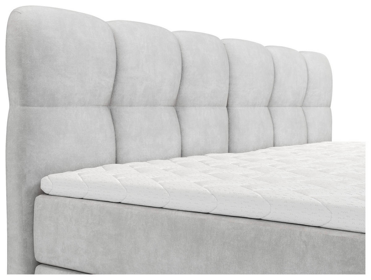 BOXBETT 240/200 cm,  in Silberfarben, Matratze, Bettkasten, Topper, H3 = fest  - Silberfarben/Schwarz, KONVENTIONELL, Kunststoff/Textil (240/200cm) - Chameo