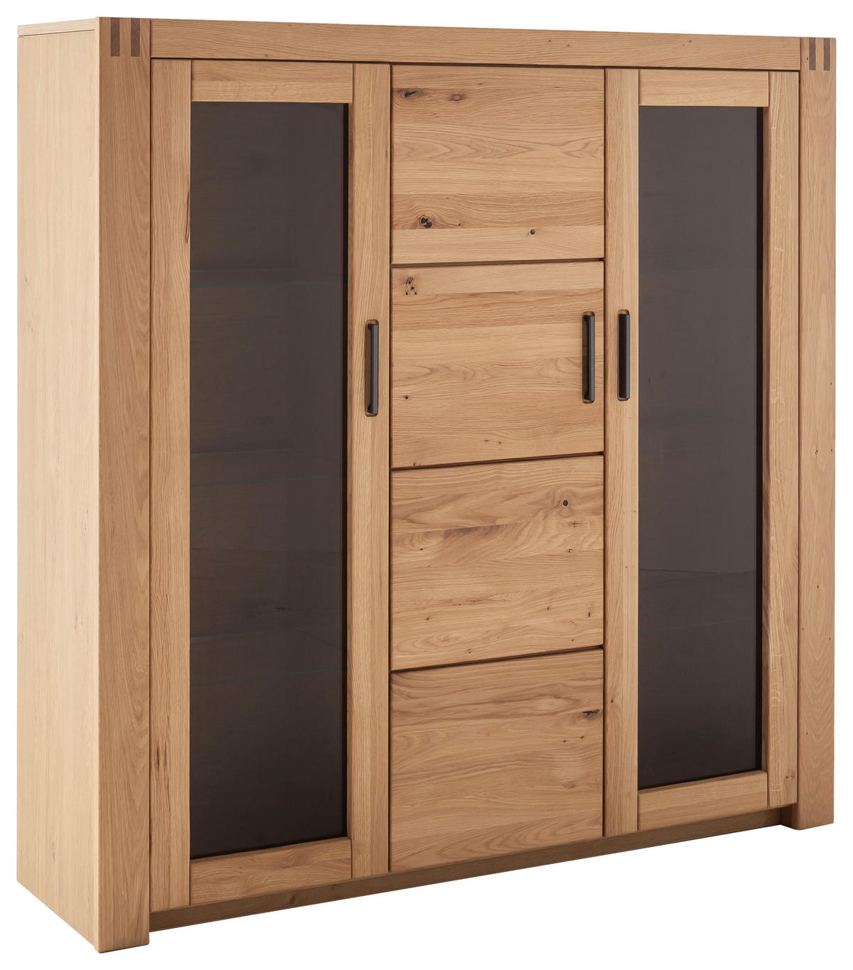 HIGHBOARD  in 137/139/37 cm  - Eichefarben/Anthrazit, Design, Glas/Holz (137/139/37cm) - Livetastic