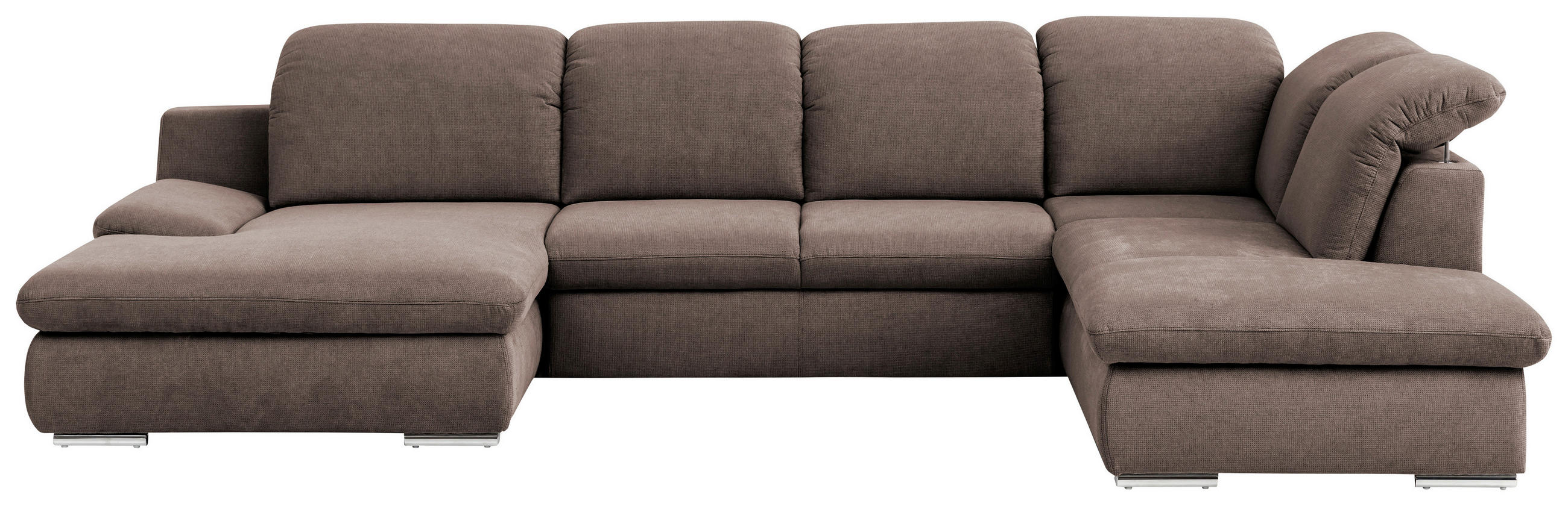 WOHNLANDSCHAFT Taupe Chenille  - Taupe/Chromfarben, Design, Textil/Metall (165/353/212cm) - Livetastic