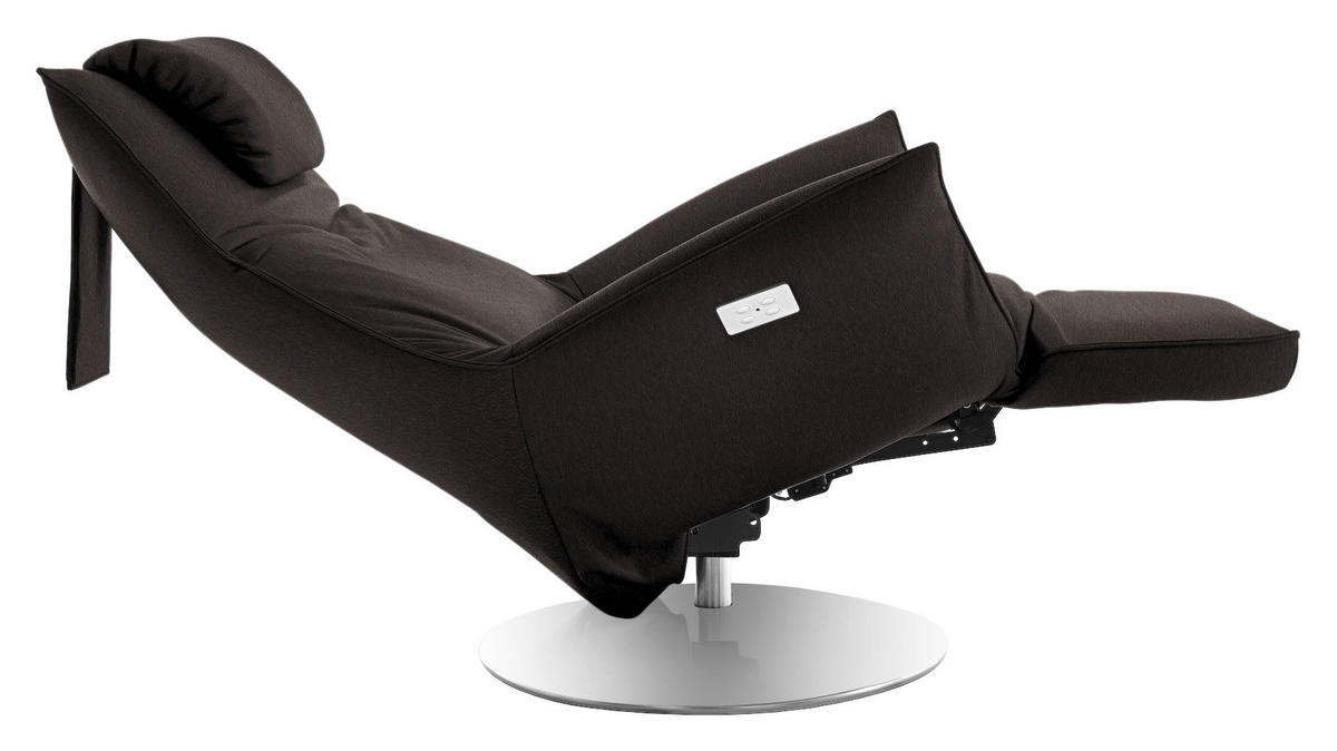 RELAXSESSEL in Leder Mokka  - Edelstahlfarben/Mokka, Design, Leder/Metall (92/79/90cm) - Koinor
