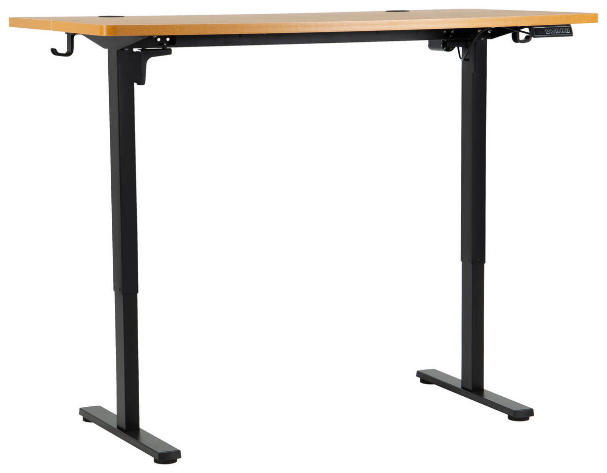 SCHREIBTISCH 140/70/72/118 cm Schwarz, Eiche Artisan höhenverstellbar elektrisch höhenverstellbar  - Schwarz/Eiche Artisan, Modern, Holzwerkstoff/Metall (140/70/72/118cm) - Livetastic