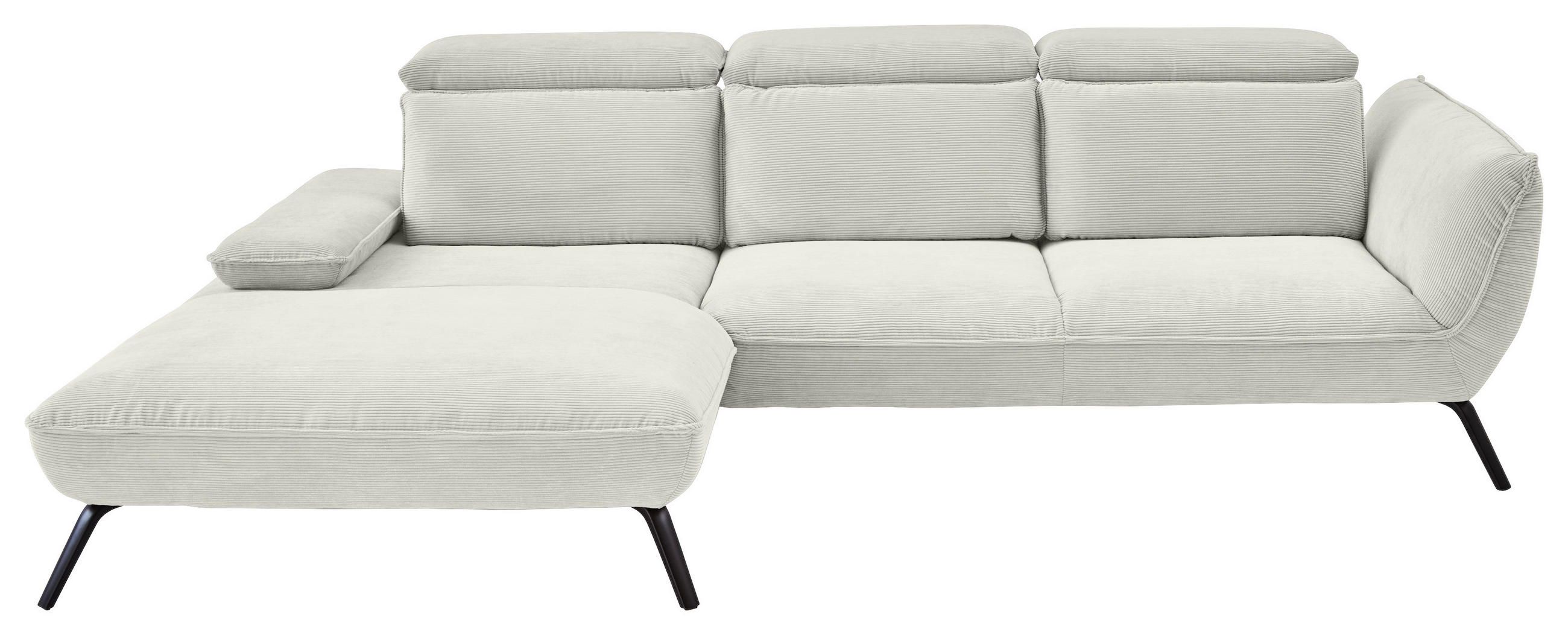 ECKSOFA in Cord Creme  196/301 cm  - Creme/Schwarz, Design, Textil/Metall (196/301cm) - Moderano