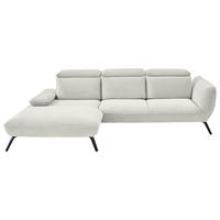 ECKSOFA in Cord Creme  196/301 cm  - Creme/Schwarz, Design, Textil/Metall (196/301cm) - Moderano