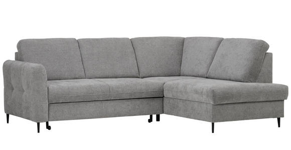 ECKSOFA in Chenille Grau  - Schwarz/Grau, MODERN, Holz/Textil (241/184cm) - Carryhome