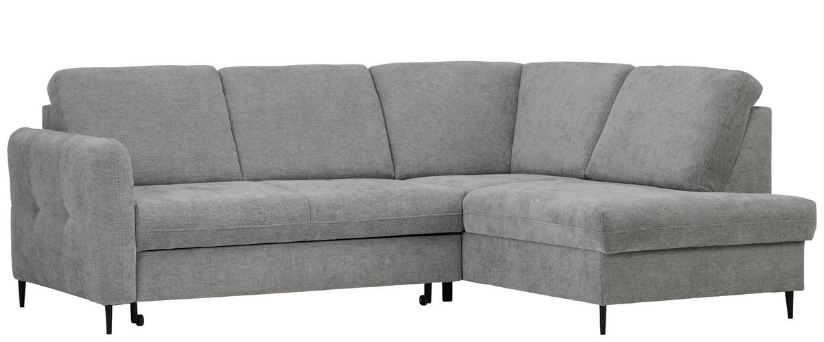ECKSOFA in Chenille Grau  - Schwarz/Grau, Modern, Holz/Textil (241/184cm) - Carryhome