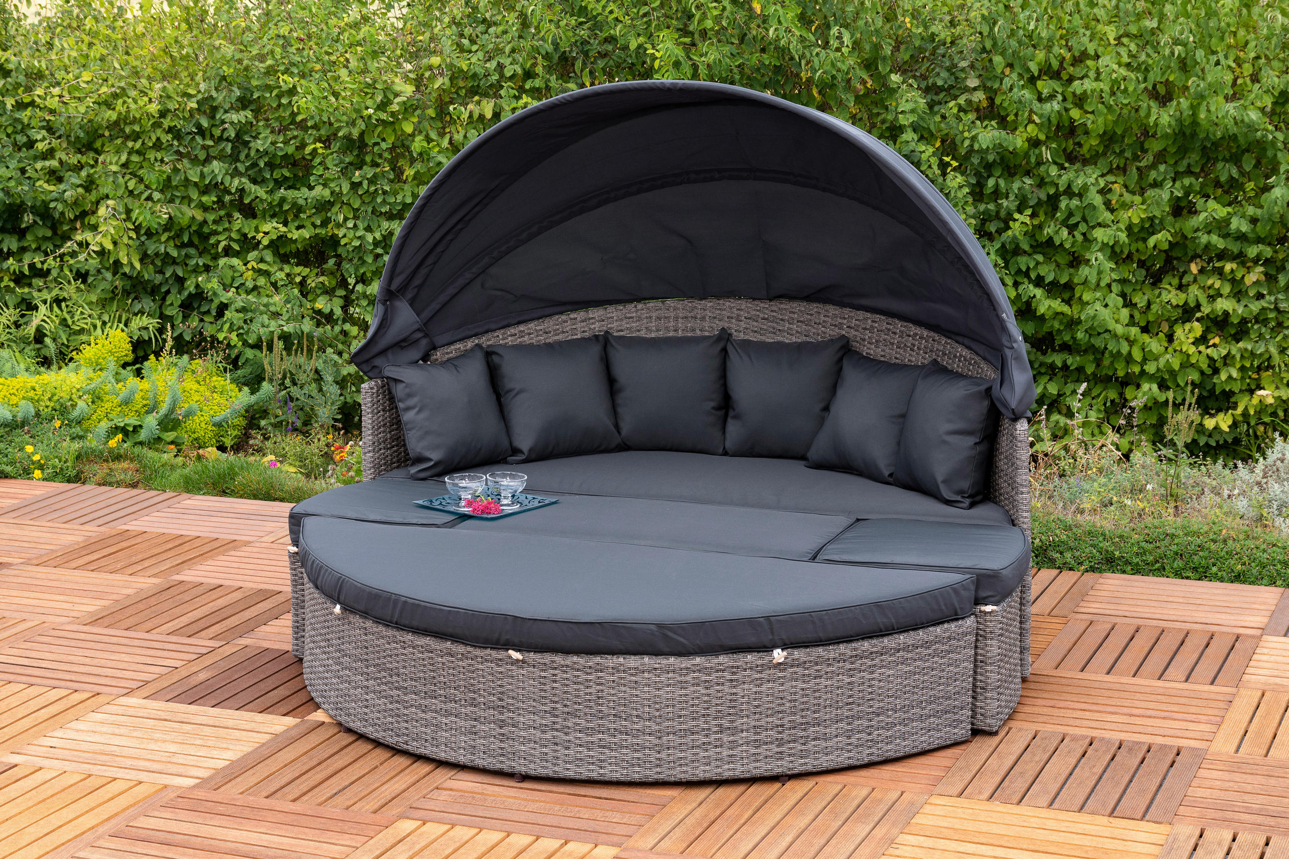 GARTENMUSCHEL 180/88/183 cm  - Dunkelgrau/Grau, KONVENTIONELL, Kunststoff/Textil (180/88/183cm) - Gardenson