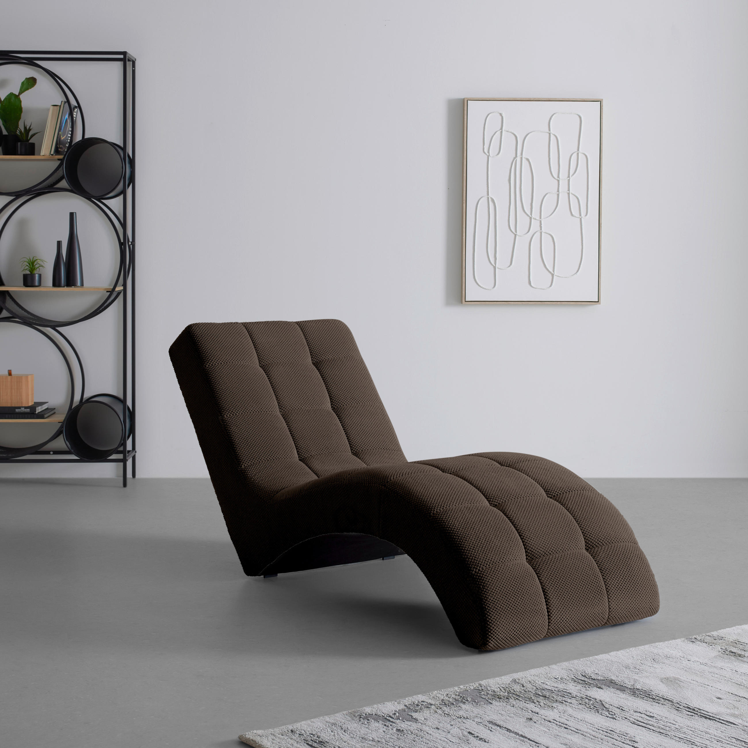 LIGGFÅTÖLJ i vävt tyg brun  - brun/svart, Modern, textil/plast (68/80/167cm) - MID.YOU