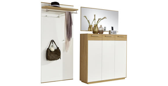 GARDEROBE 3-teilig  in 220/195/37 cm  - Eichefarben/Weiß, Design, Holz/Holzwerkstoff (220/195/37cm) - Novel