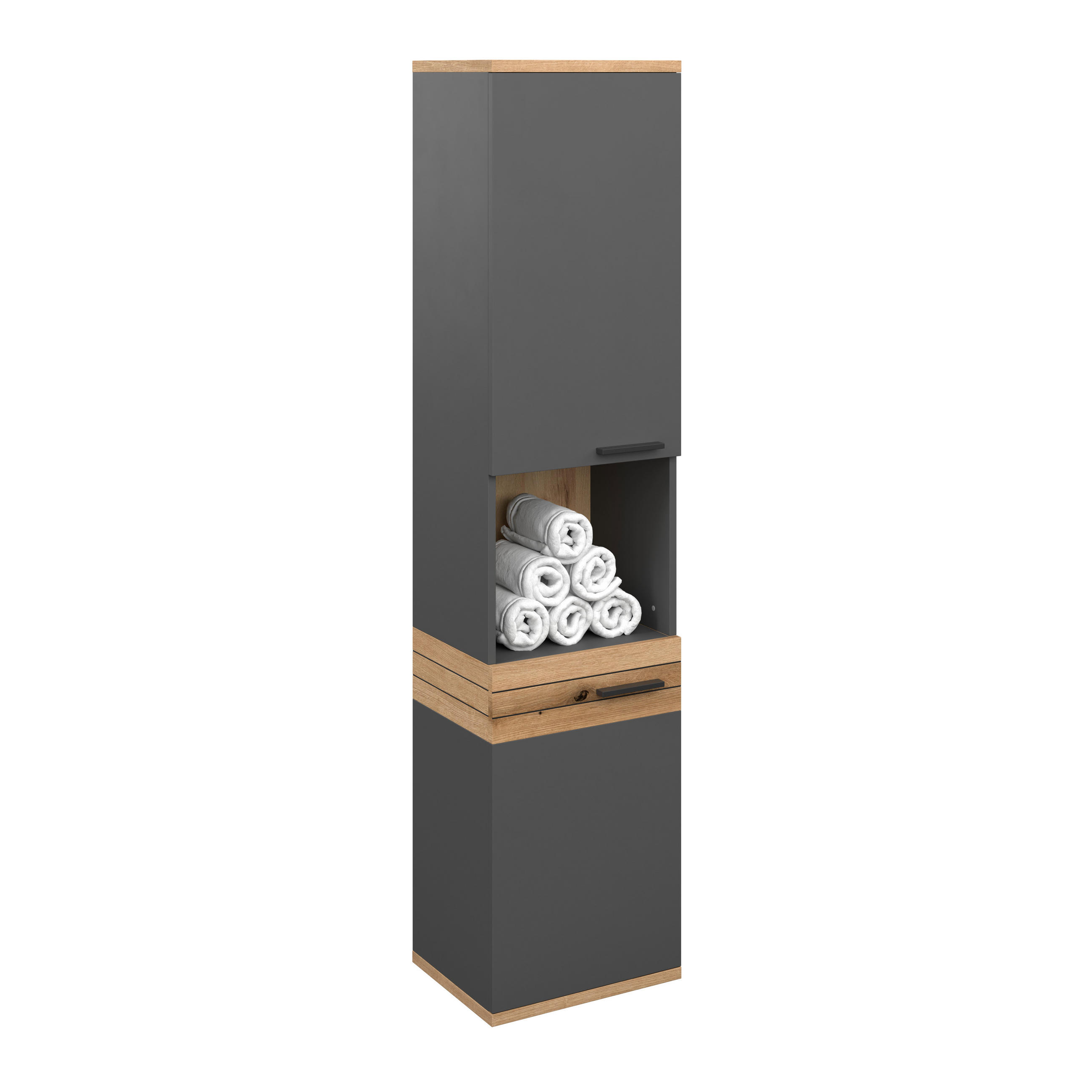 HOCHSCHRANK 40/170/30 cm  - Eichefarben/Anthrazit, MODERN, Holzwerkstoff/Kunststoff (40/170/30cm) - MID.YOU