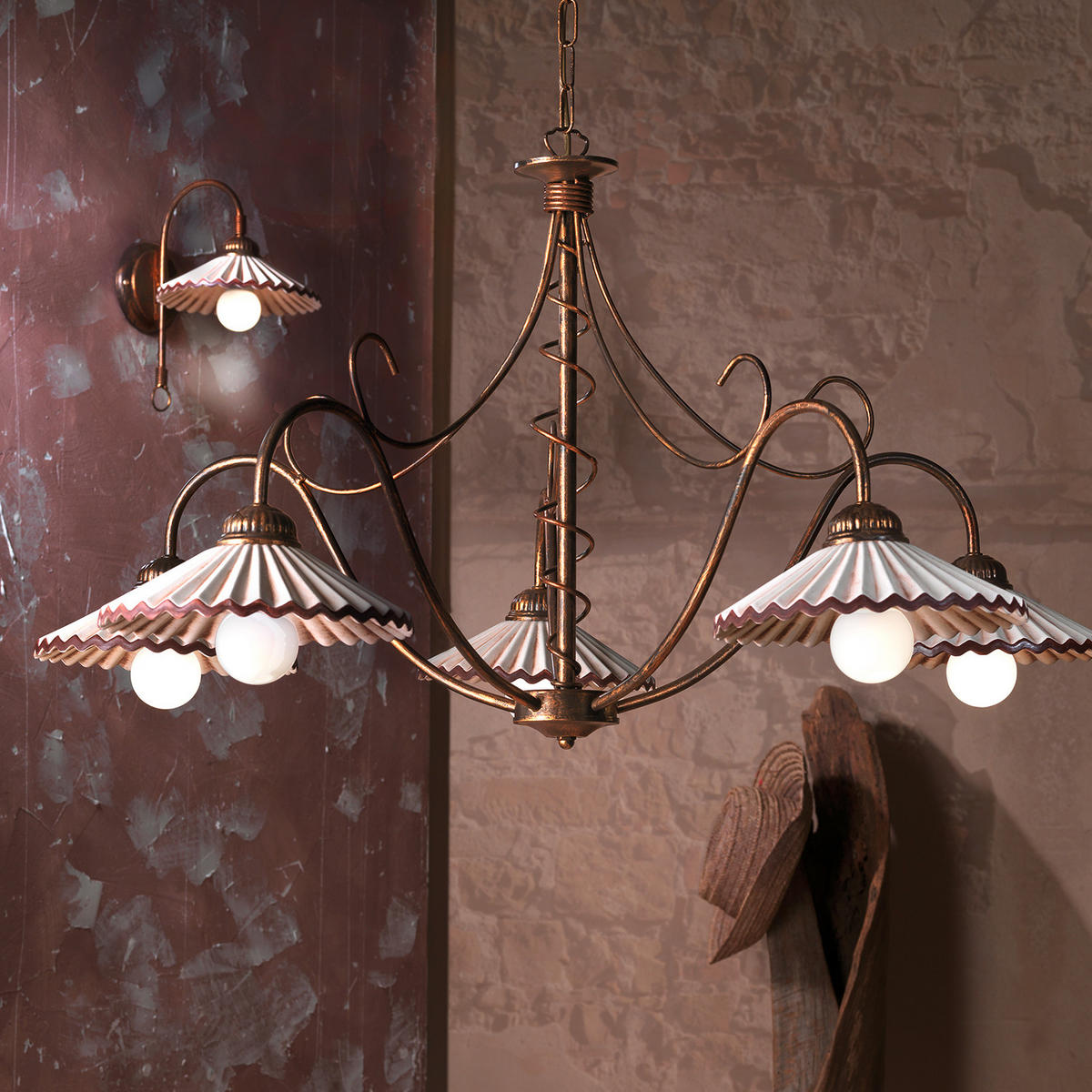 KRONLEUCHTER 85/110 cm   - Bernsteinfarben, KONVENTIONELL, Keramik/Metall (85/110cm)