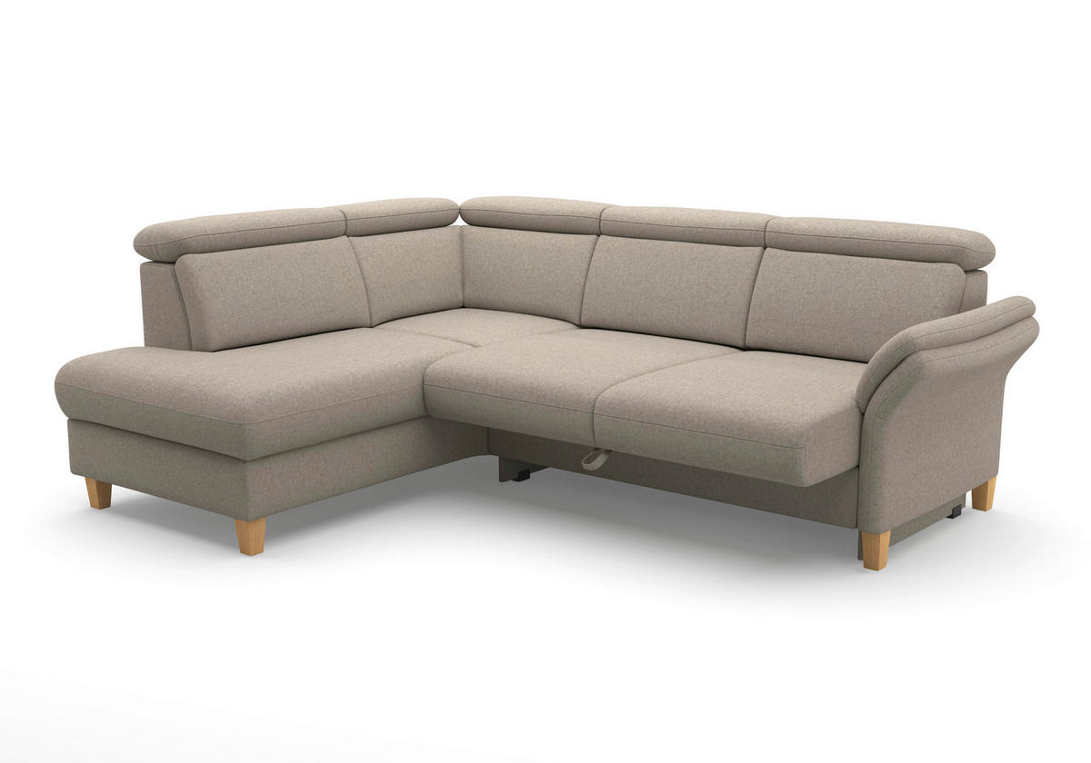 ECKSOFA GLENDALE E Taupe Flachgewebe  - Taupe/Eichefarben, KONVENTIONELL, Holz/Textil (193/247cm) - Sit & More