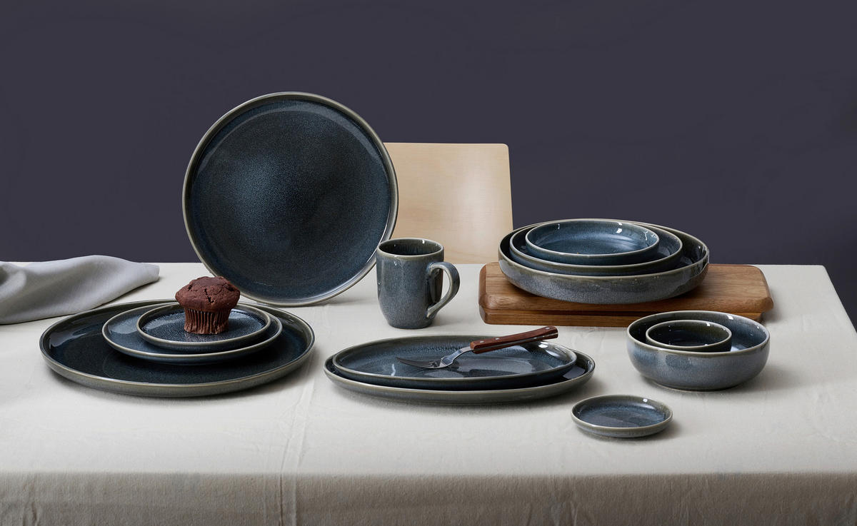 DESSERTTELLER Grau Eda Schiefer  - Grau, KONVENTIONELL, Keramik (22/2cm) - Ritzenhoff Breker