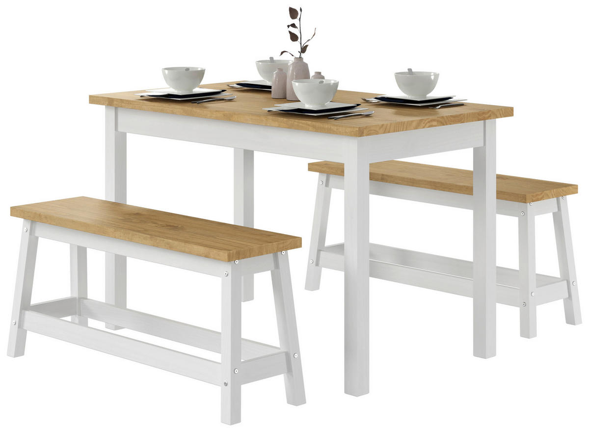 TISCHGRUPPE   - Naturfarben/Weiß, Natur, Holz (120/98/76,5/46/70/28cm) - Livetastic