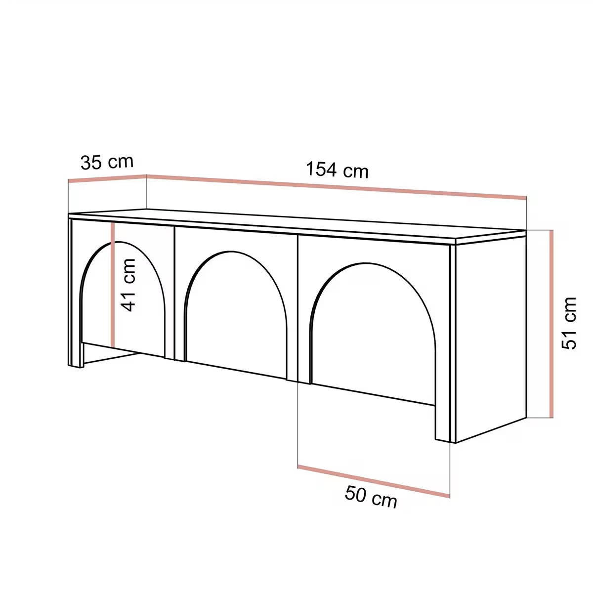 LOWBOARD Arco 153,5/51/35 cm  Typenauswahl, Beimöbel erhältlich, stehend, in verschiedenen Größen erhältlich  - Kaschmir, Design, Holzwerkstoff (153,5/51/35cm) - Boxxx