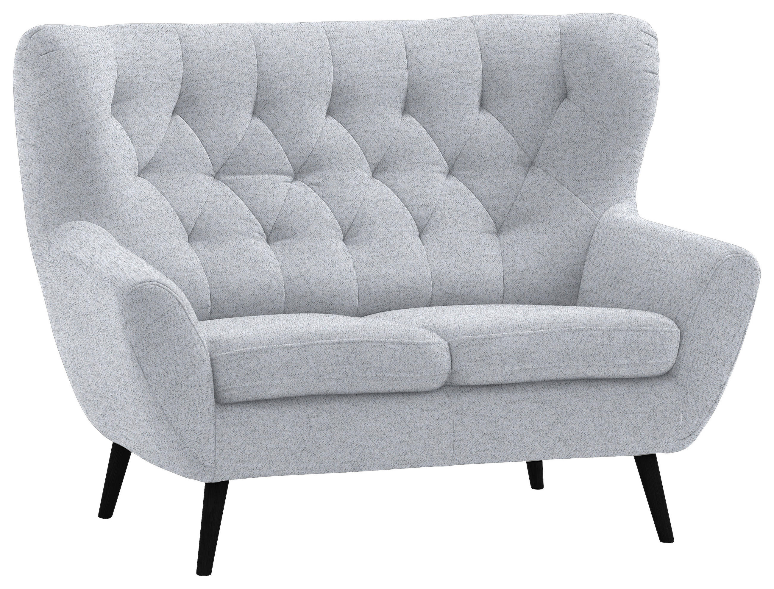 2-SITZER-SOFA Skagen in Webstoff Hellgrau  - Hellgrau/Schwarz, Design, Holz/Textil (137/101/95cm) - Stylife