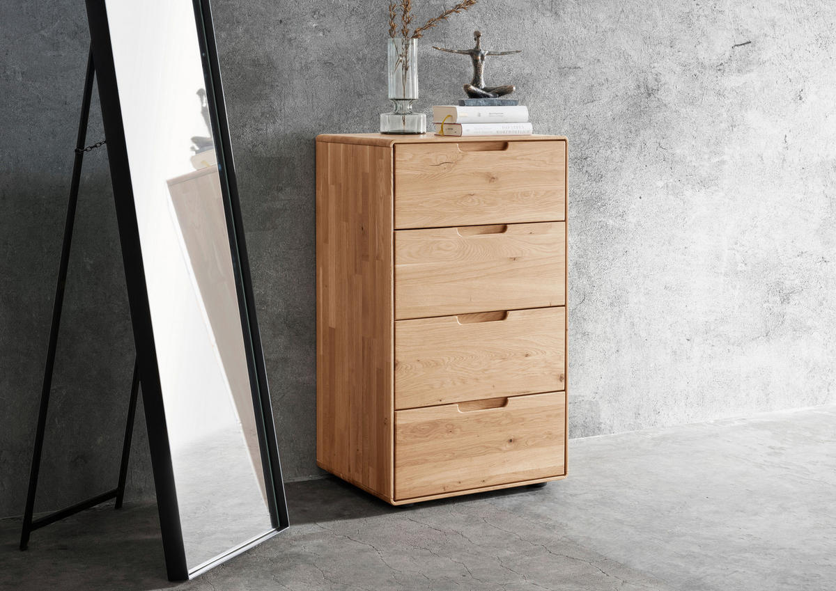 KOMMODE , 51/91/40 cm, 4 Schublade(n)  - Wildeiche, Design, Holz (51/91/40cm) - Livetastic