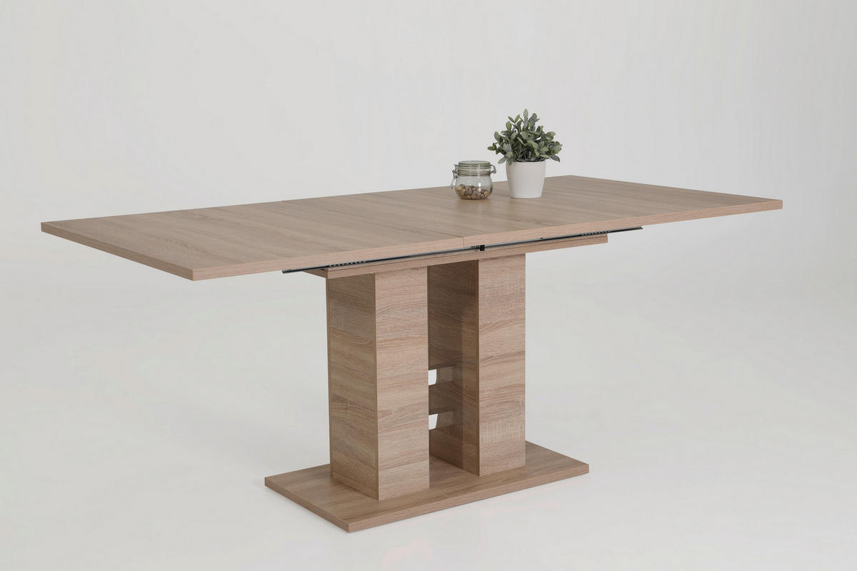 TISCHGRUPPE Schlammfarben, Sonoma Eiche  - Schlammfarben/Edelstahlfarben, MODERN, Textil/Metall (140 - 220/76/90cm) - MID.YOU