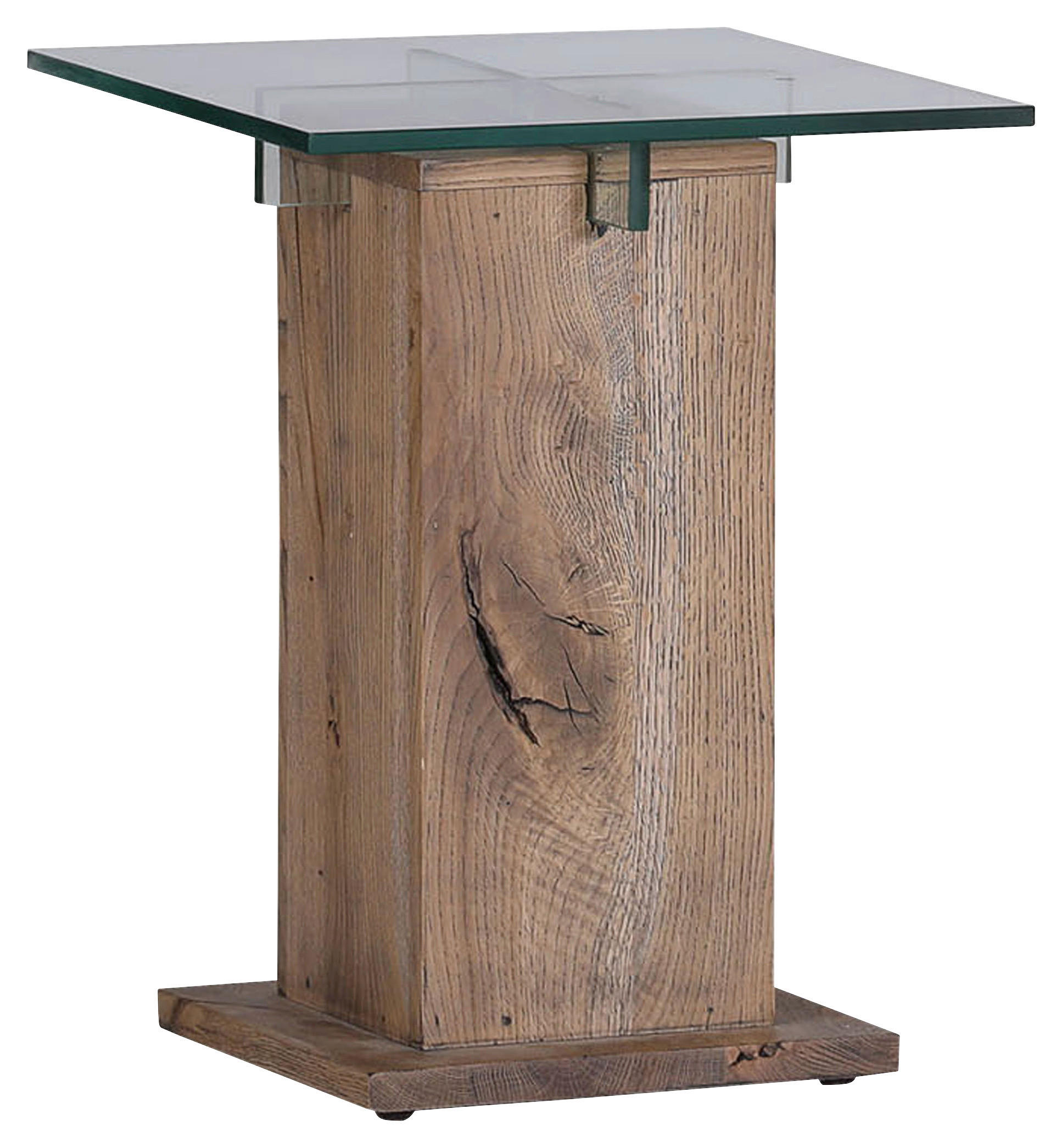 BEISTELLTISCH 40/40/50 cm Eiche massiv Eichefarben quadratisch  - Eichefarben, Design, Glas/Holz (40/40/50cm)
