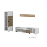 WOHNWAND 3-teilig  in Weiß, Eichefarben  328/180/42 cm  - Eichefarben/Schwarz, Design, Glas/Holzwerkstoff (328/180/42cm) - MID.YOU