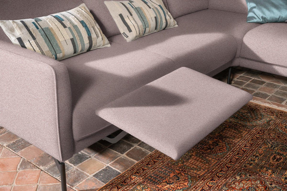 ECKSOFA in Flachgewebe, Struktur Rosa  - Anthrazit/Rosa, Design, Textil/Metall (254/230cm) - Johann Jakob