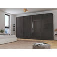 SCHWEBETÜRENSCHRANK 361/223/68 cm 4-türig Graphitfarben, Schwarz  - Chromfarben/Graphitfarben, Design, Glas/Holzwerkstoff (361/223/68cm) - Novel
