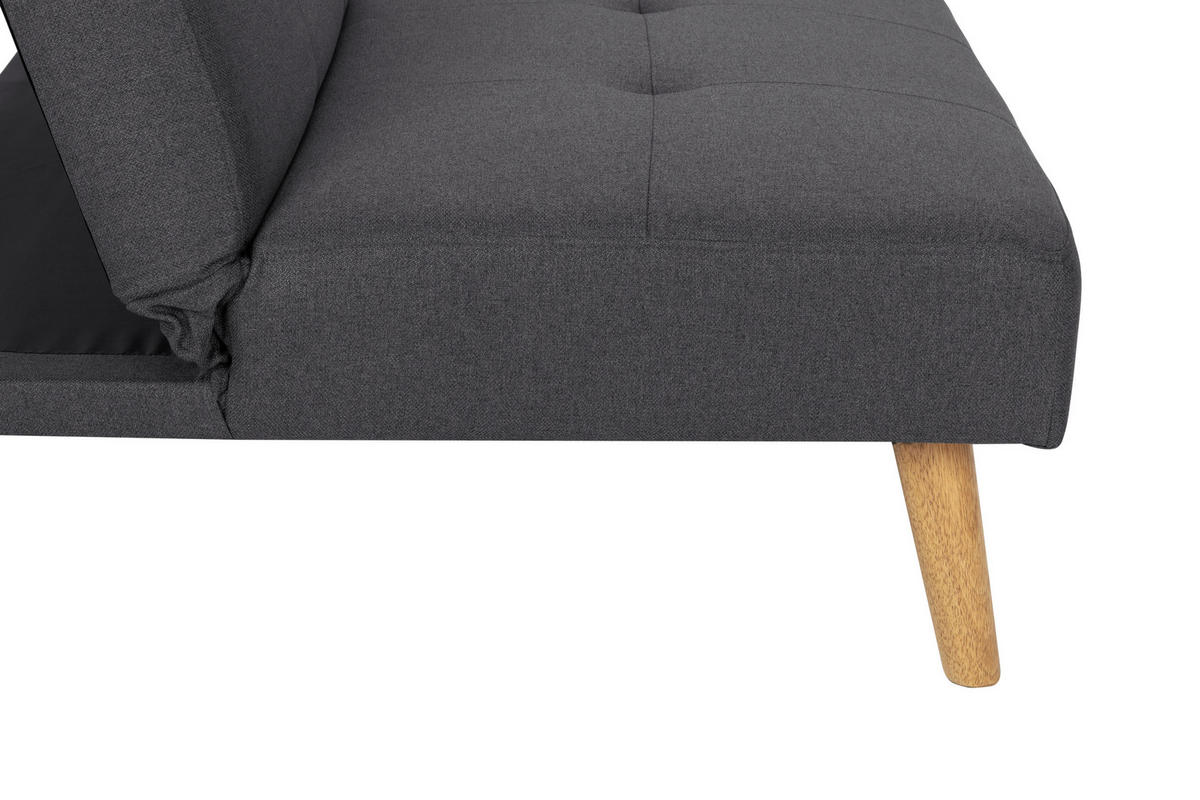 ROZKLÁDACÍ POHOVKA, textil, tmavě šedá - tmavě šedá/přírodní barvy, Basics, dřevo/textil (178/76/88cm) - MID.YOU