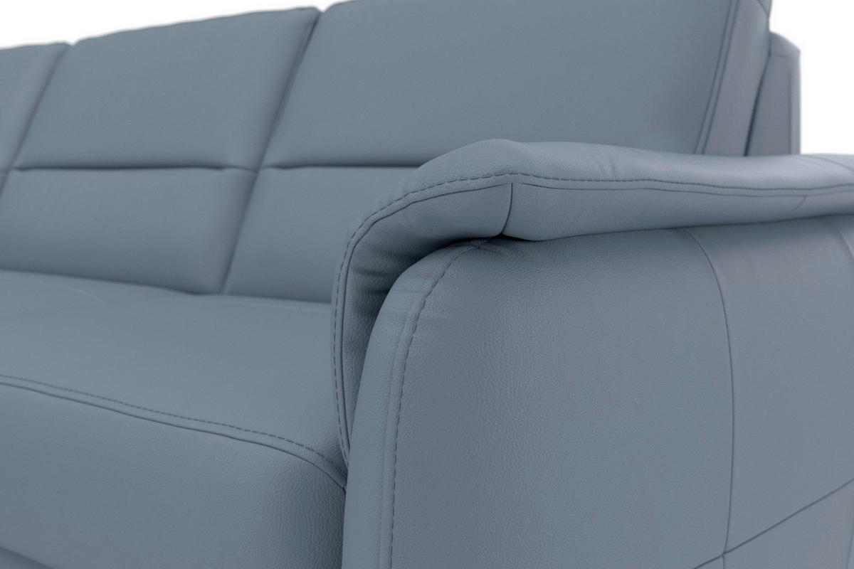 ROHOVÁ SEDAČKA, kůže, šedomodrá - šedomodrá/barvy dubu, Basics, dřevo/textil (212/236cm) - Sit & More