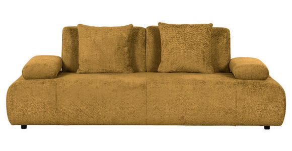 SCHLAFSOFA in Chenille Senfgelb - Senfgelb/Schwarz, KONVENTIONELL, Kunststoff/Textil (235-255/80/116-138cm) - Carryhome