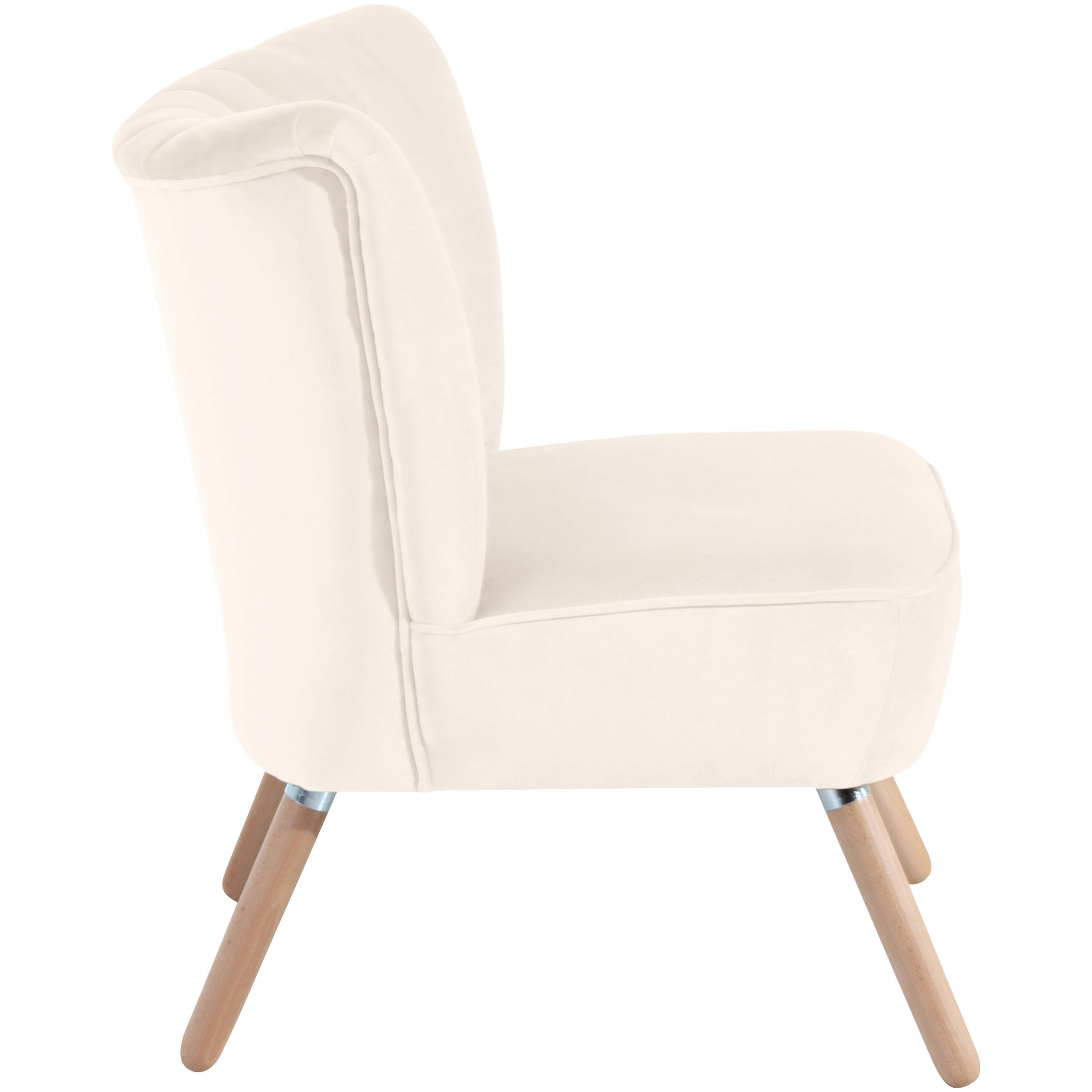 FAUTEUIL in Samt, Velours Creme  - Buchefarben/Creme, Design, Holz/Textil (70/80/66cm) - Max Winzer