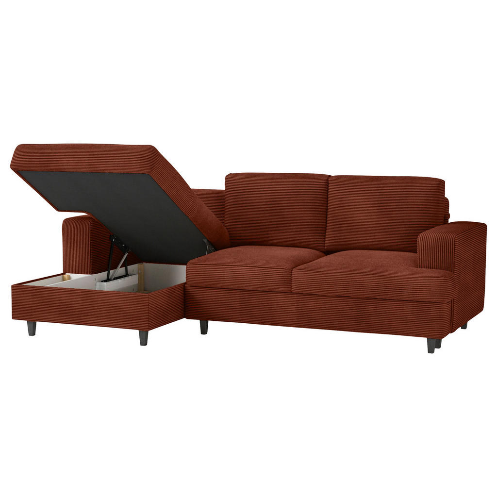 Thumbnail - Mid.you Ecksofa, Rost, Textil, Buche, 3-4-Sitzer, Füllung: Schaumstoff, Ottomane links, L-Form, 247x140 cm, Liegefunktio...
