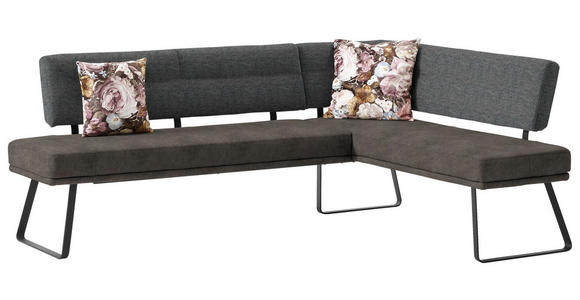 ECKBANK 225/169 cm in Schwarz, Dunkelgrau - Dunkelgrau/Schwarz, Design, Textil/Metall (225/169cm) - Dieter Knoll