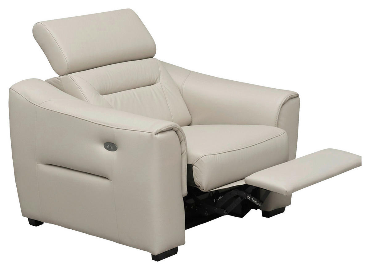 RELAXSESSEL Lederlook Echtleder Relaxfunktion, Kopfteilverstellung, Rücken echt    - Wengefarben/Creme, Design, Leder/Holz (100/104/102cm) - Celina Home