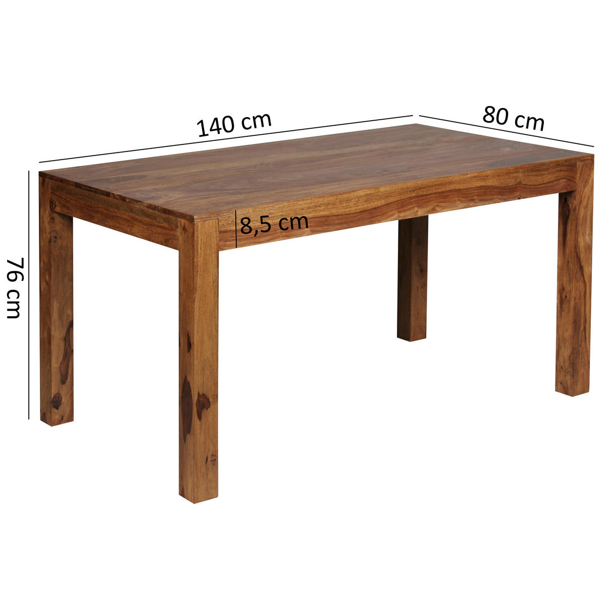 ESSTISCH in Holz 140/80/76 cm  - Sheeshamfarben, Design, Holz (140/80/76cm) - MID.YOU