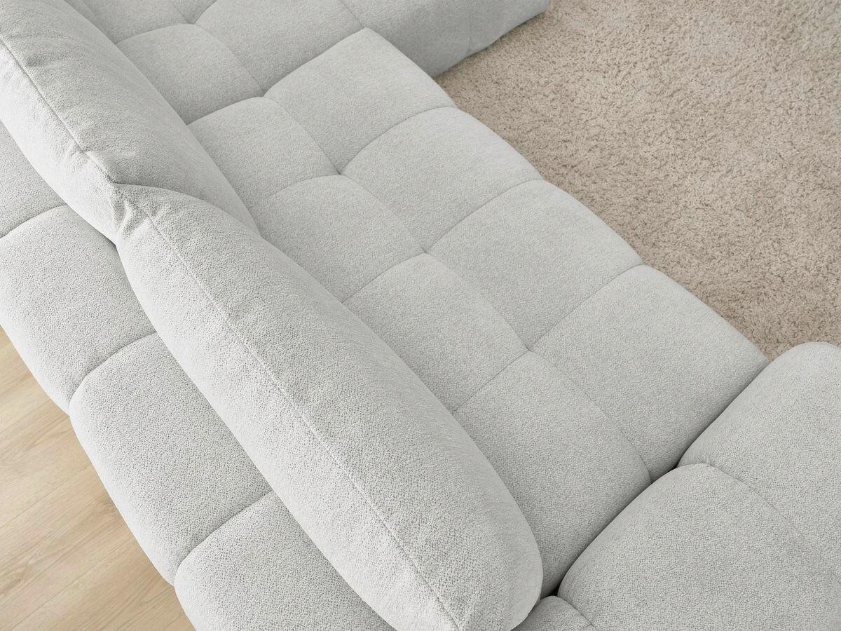 ECKSCHLAFSOFA EVEREST  mit Rücken echt, Armteil links, Armteil rechts Flachgewebe Hellgrau  - Hellgrau/Schwarz, MODERN, Kunststoff/Textil (318/180cm) - Livetastic