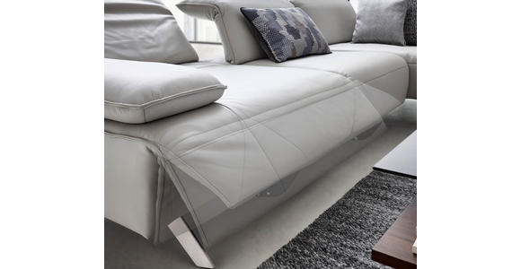 WOHNLANDSCHAFT Silberfarben Echtleder - Dunkelgrau/Anthrazit, Design, Leder/Metall (291/229cm) - Ambiente