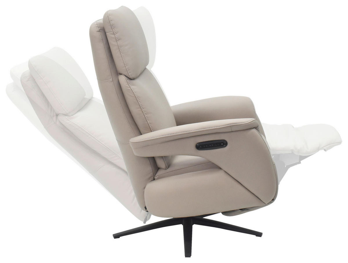 RELAXSESSEL Jessica beschichtet Kombination Echtleder/Lederlook    - Hellgrau/Schwarz, Design, Leder/Textil (74/100/89cm) - Cantus