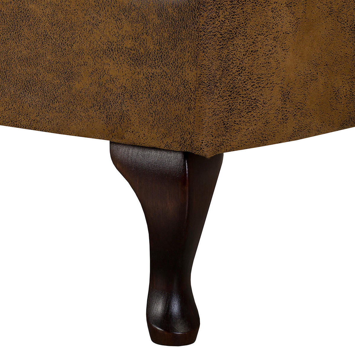 RÉCAMIERE Lederlook Cognac  - Cognac/Braun, Design, Holz/Textil (185/93/75cm) - Livetastic