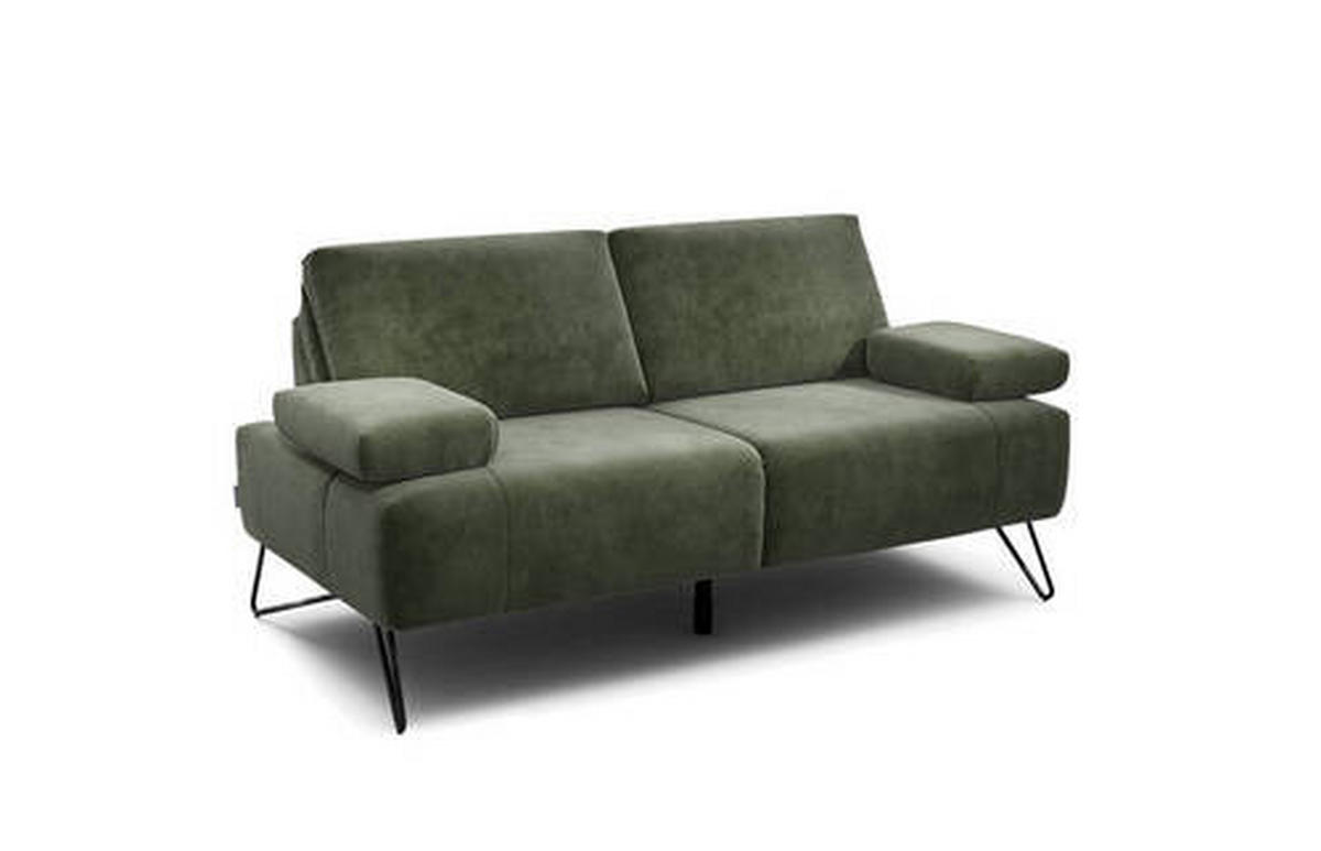 2-SITZER-SOFA in Samt Waldgrün  - Waldgrün/Schwarz, Design, Textil/Metall (164-194/85/86-94cm) - SENSOO