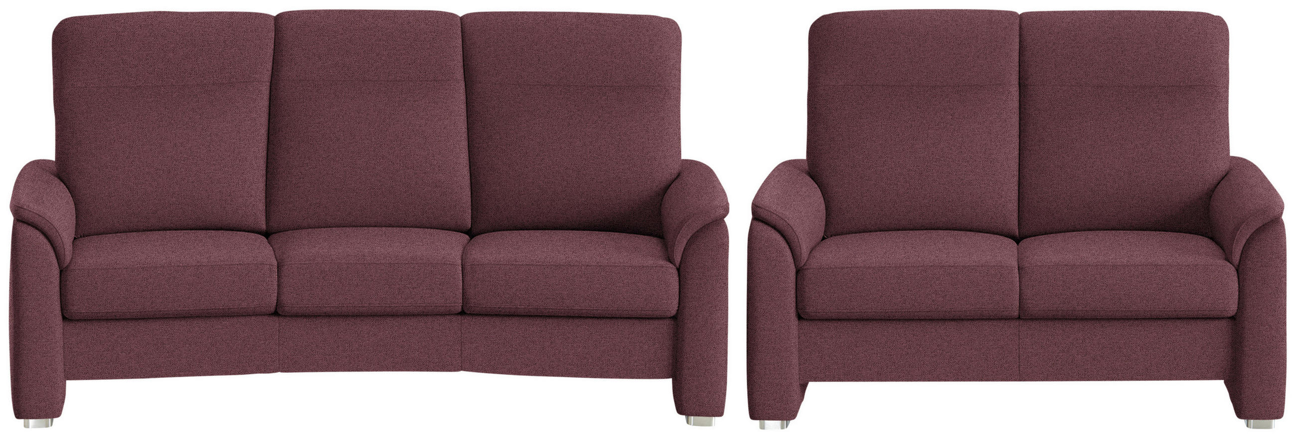 SITZGARNITUR Flachgewebe Weinrot  - Weinrot/Alufarben, Konventionell, Textil/Metall (218/156/107/103/95cm) - Beldomo Comfort
