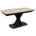 ESSTISCH in Metall, Glas, Stein 160-240/90/76 cm  - Beige/Schwarz, Design, Glas/Stein (160-240/90/76cm) - Novel